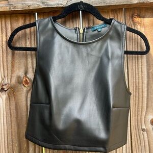 Black Faux Leather Women's Crop Top